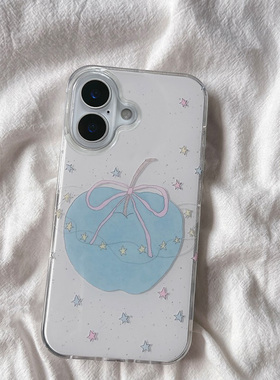 蓝色苹果适用于苹果16手机壳新款15Pro小众女14promax硅胶max防摔ip13高级感12/11保护套xs/xr超火ins风韩系