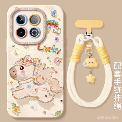 适用iqooz10turbo手机壳z10turbopro新款z9x硅胶z8x挂绳爱酷iQ00新年z7i全包z6x防摔z5x2026油画马3女保护套