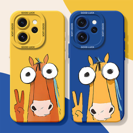 搞笑比耶马适用opporeno15手机壳reno14pro新款reno13硅胶reno12挂绳11卡通9se全包8/7防摔6/54女3保护pro套