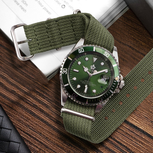 锁边纹编织尼龙表带防水透气