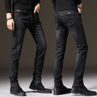 新款 修身 直筒长裤 男士 厚款 2025春秋季 潮流休闲冬装 牛仔裤 小脚男裤