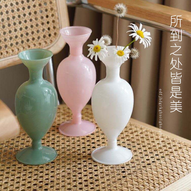 装饰玻璃花瓶摆件餐桌客厅花艺插花美式干花花瓶北欧家居花屏创意