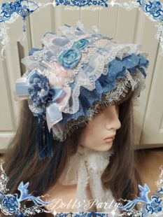 Lolita原创手作发带中华风华丽款绑带汉洋折衷梨园梦瓷发带白梨粉