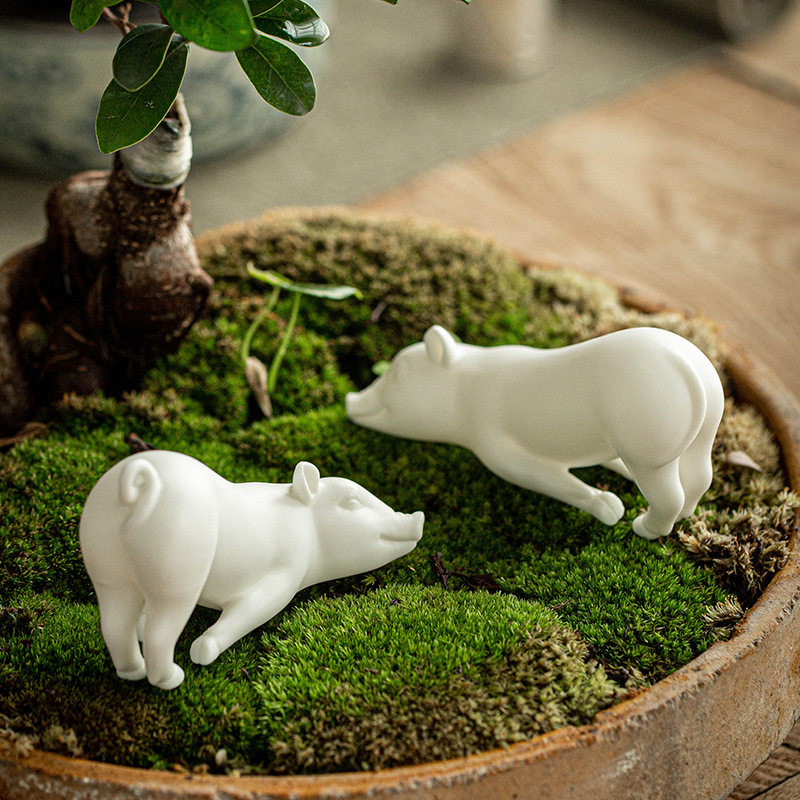 生肖猪创意陶瓷摆件茶舍茶馆可爱福气小猪白瓷摆件装饰品茶宠礼品,餐饮具,茶宠摆件,淘宝优惠券,粉丝福利购,淘宝优惠卷