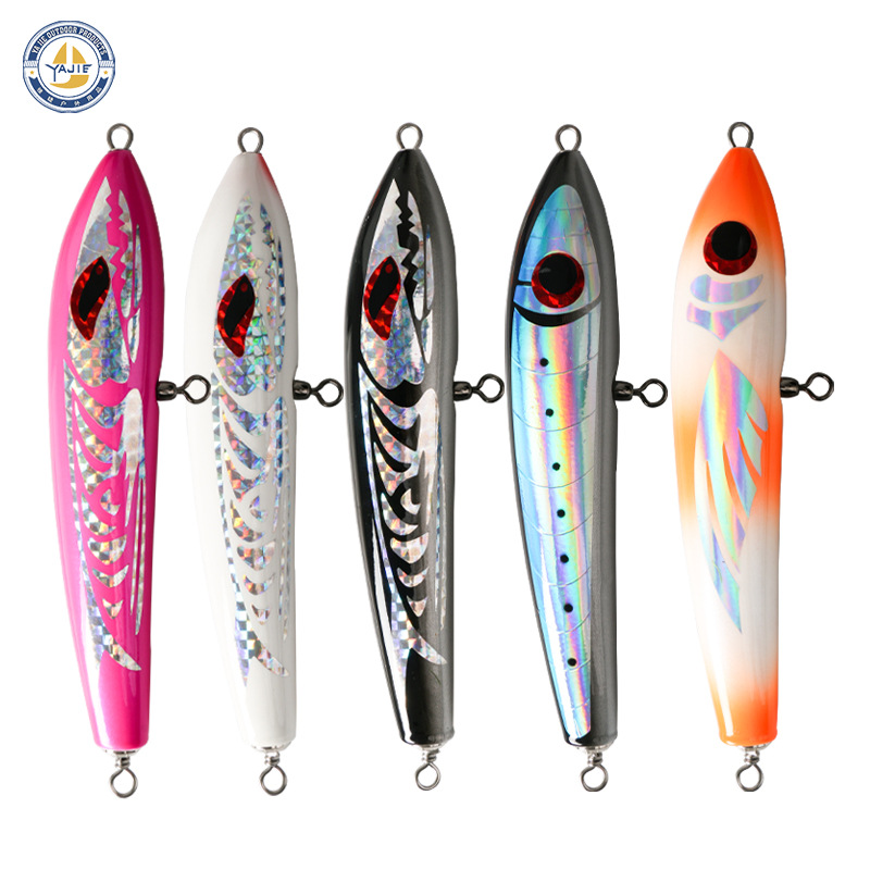 新品木质饵90g23c波爬浮水拖钓GT金枪鱼深海路亚木头鱼饵Woodlure