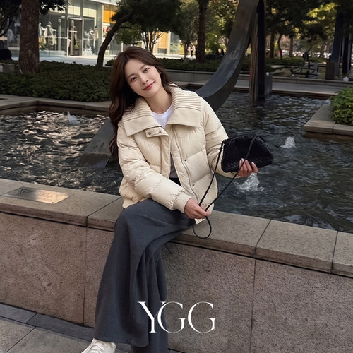 YGG【栖昊】羽绒服女短款90%绒翻领加厚款鸭绒拉链保暖冬季外套女