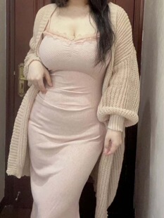 大码女装秋冬内搭纯欲风辣妹胖妹妹打底裙子性感修身包臀长裙