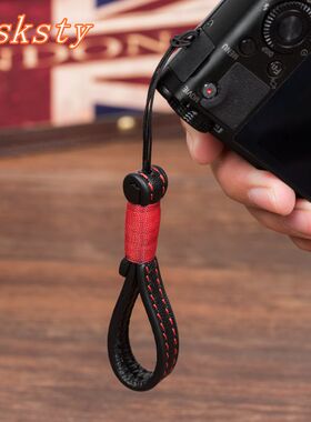 Tusksty原创牛皮相机指扣适用于索尼黑卡rx100m67理光gr23指环绳