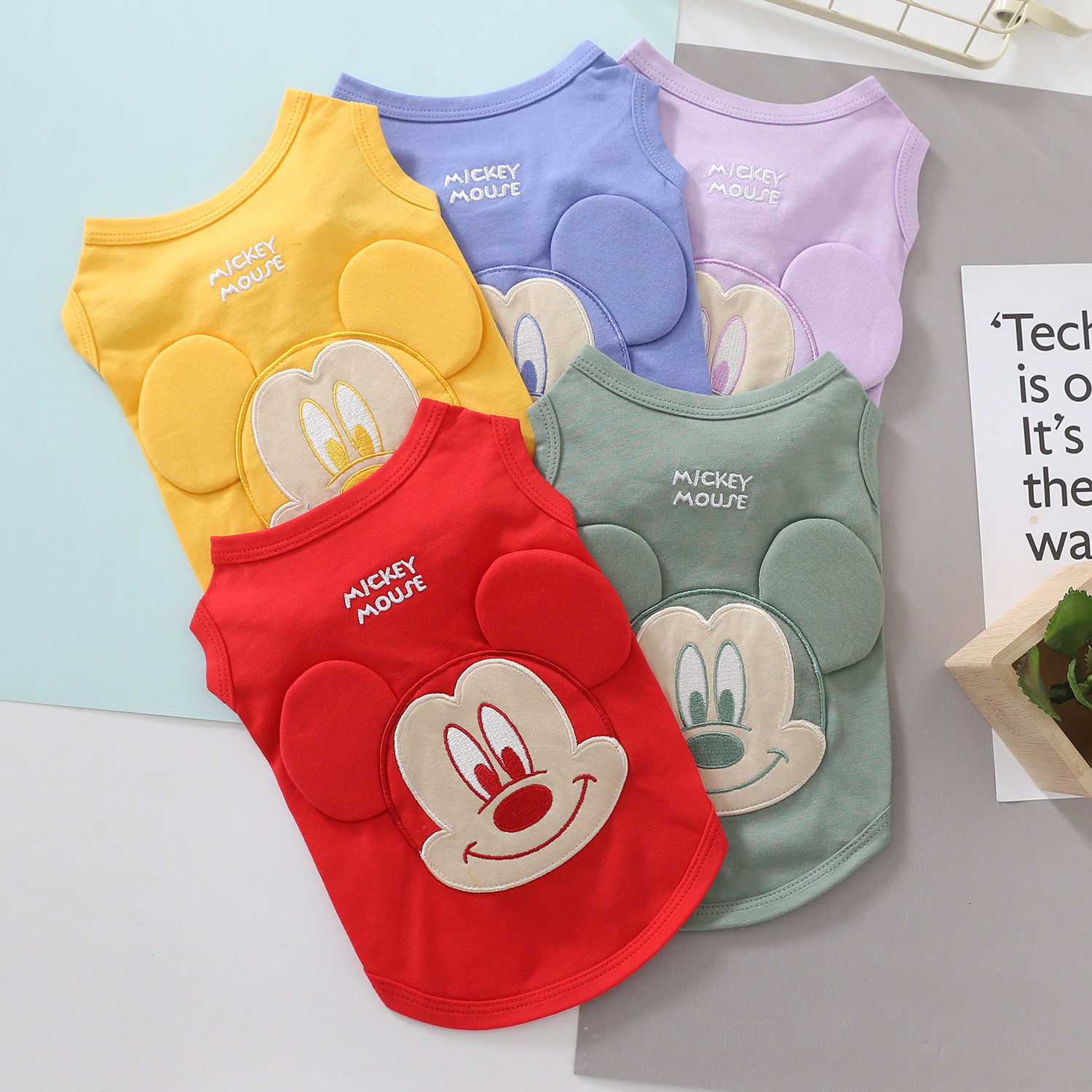 立体卡通狗狗背心宠物衣服纯棉春夏法斗比熊八哥小型犬可爱迪士尼