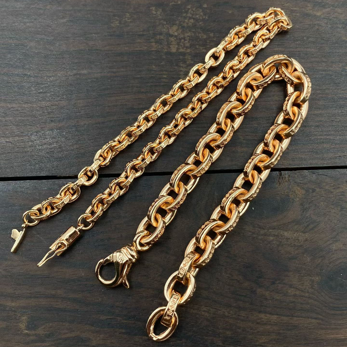 S925银镀金5mm插片手链paperchain龙虾扣重工8mm复古男女字母链潮