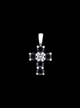 EYEFUNNY笑脸黑钻十字架吊坠