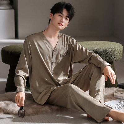 睡衣男士春秋款冰丝长袖2