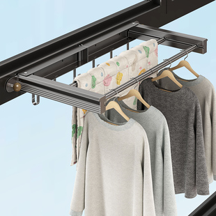 折叠晾衣架隐形伸缩晾衣杆阳台晒衣服晾衣神器家用室内免打孔挂杆