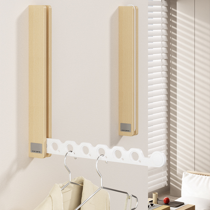 折叠晾衣架实木铝合金