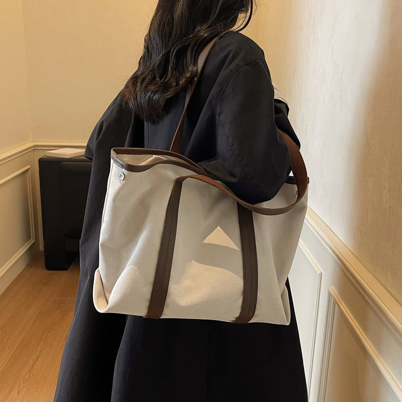 小众简约大容量托特包女百搭单肩包通勤时尚帆布手提包购物袋,箱包皮具/热销女包/男包,单肩包,淘宝优惠券,粉丝福利购,淘宝优惠卷