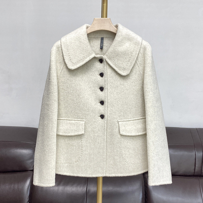 娃娃领双面羊绒大衣短款小个子