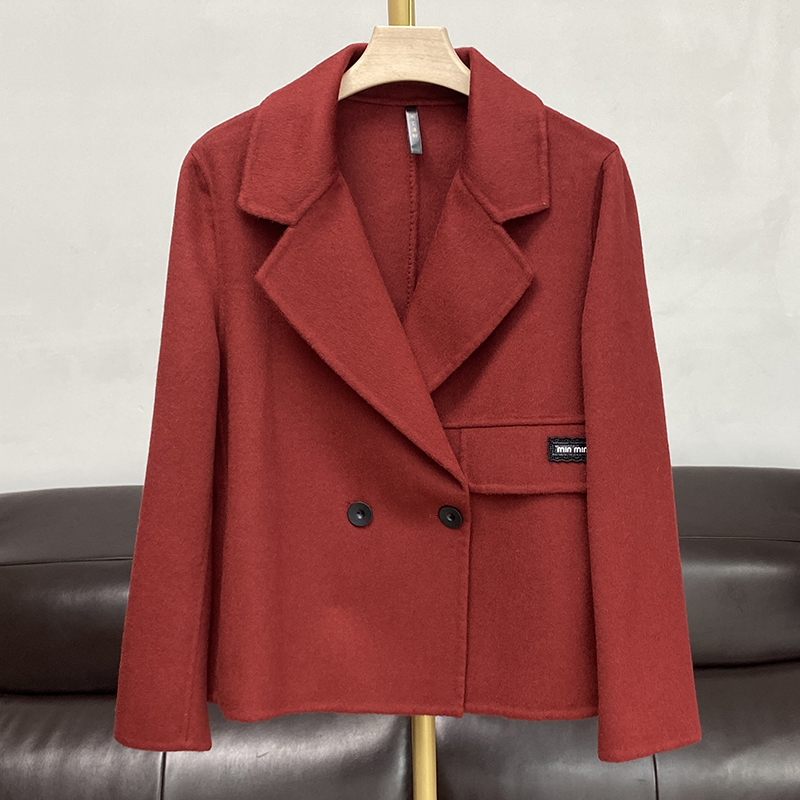 双面羊绒大衣女短款小个子