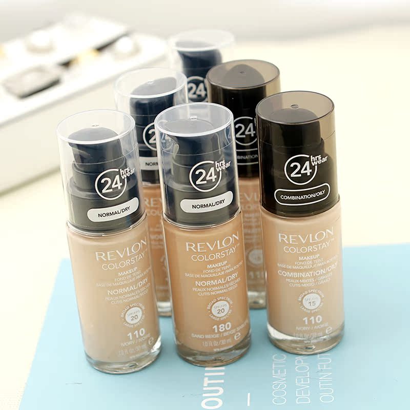 美国Revlon露华浓24小时不脱色粉底液 不脱妆控油保湿遮瑕好