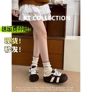 女冬保暖外穿防滑加绒德训鞋 羊皮版 增高4cm～复古厚底雪地棉鞋