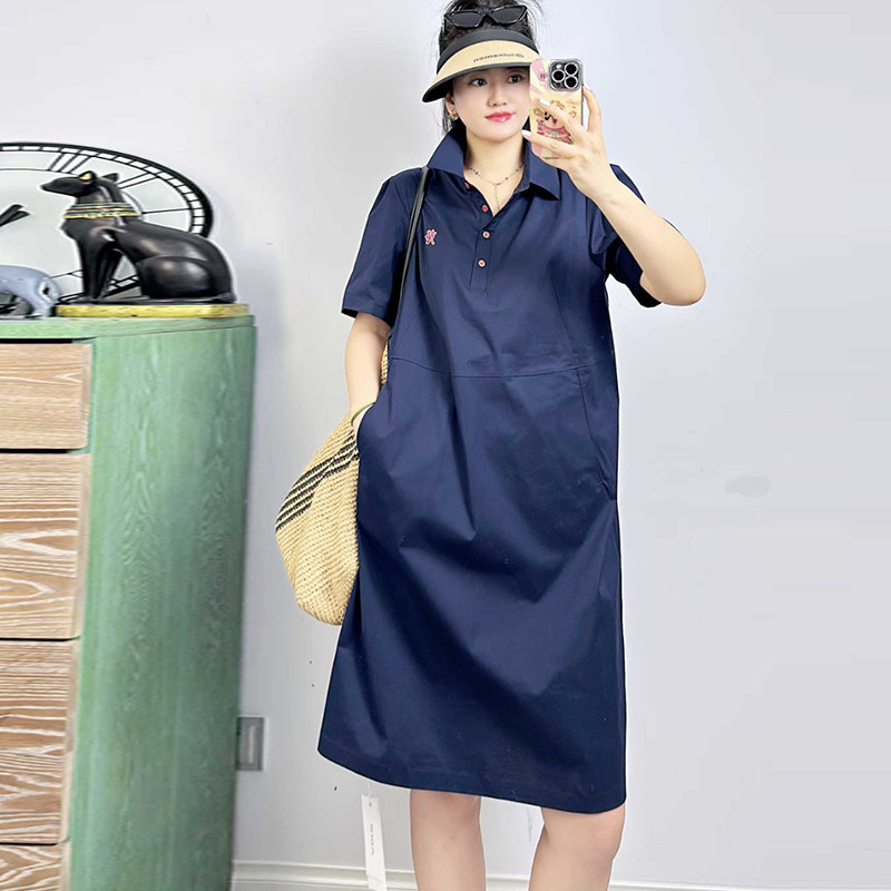大码女装夏季Polo领连衣裙