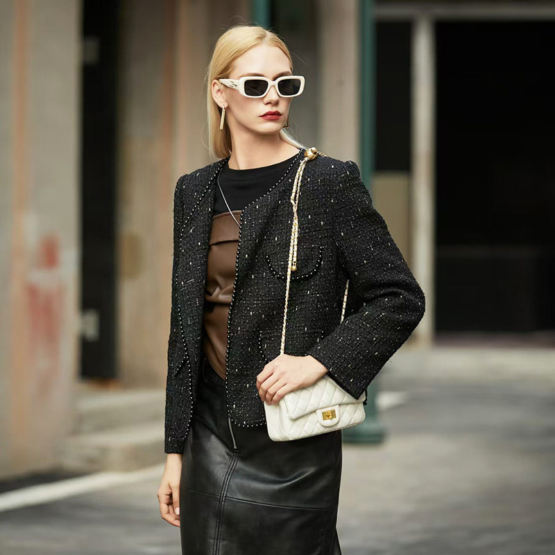 金影奇秋冬季新款小香风羊绒外套女修身大码女装轻薄羽绒服98236