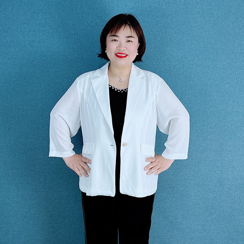 夏季新款大码女装九分袖西装外套女胖妹妹休闲纯色薄款小西服