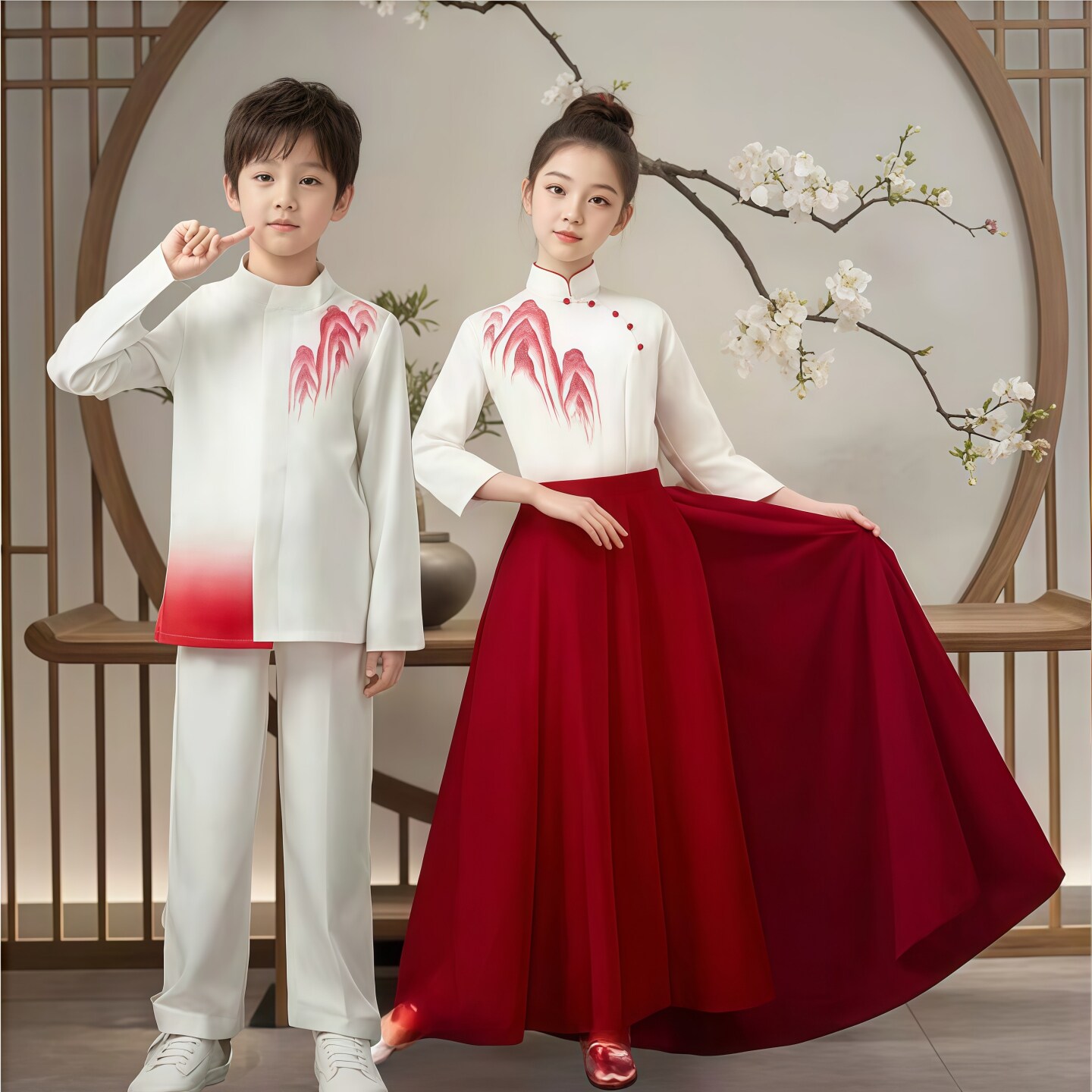 儿童合唱服青花瓷中国风演出服
