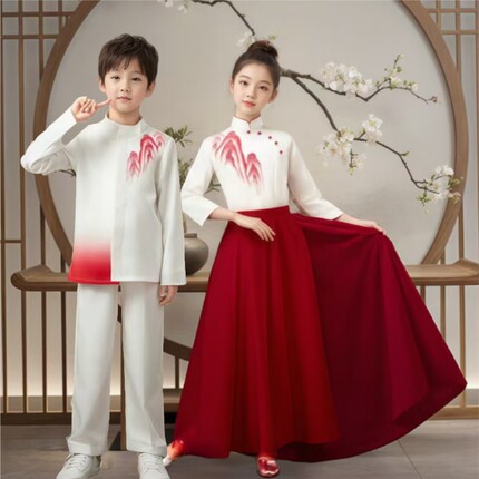 六一儿童合唱服中国风礼服男女童诗歌朗诵比赛中小学生演出服古筝