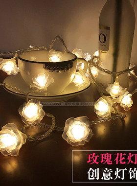 led玫瑰花彩灯闪灯串灯表白布置