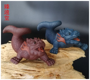 宜兴茶宠摆件精品紫砂鱼化龙小鱼龙雕塑茶玩茶盘装饰把件紫砂礼品