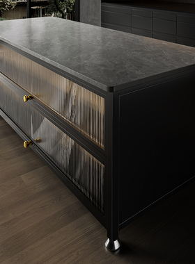 加宽特厚岩板厨房置物架落地多层家用多功能收纳柜子锅碗储物整体