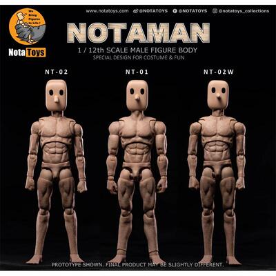 现货正版授权非玩notaman方头人1/12方大头可动6寸肌肉男兵人素体