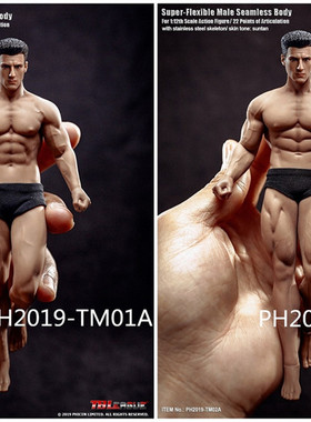 现货  TBLeague TM01A 02A 1/12带头雕肌肉男素体可动包胶 兵人