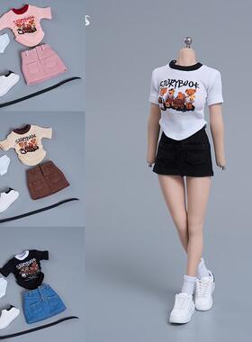 现货 cdtoys  1/6 女兵人cd064 短袖包臀裙套装 适配1/6包胶素体