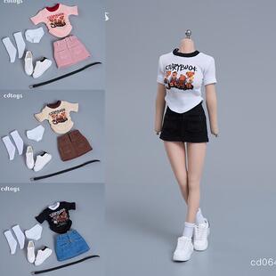 现货 cdtoys 1/6 女兵人cd064 短袖包臀裙套装 适配1/6包胶素体