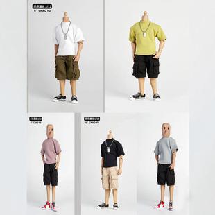 6寸方大头潮流兵人娃衣服T恤1比12可动人偶