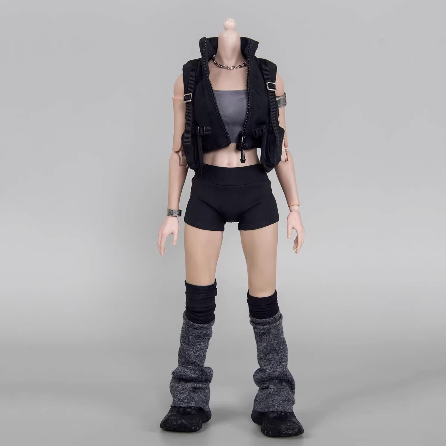 现货  1/6 CHILI 女兵人偶套装 紧身弹力裤 高腰短裤 娃衣服饰 - 实物图