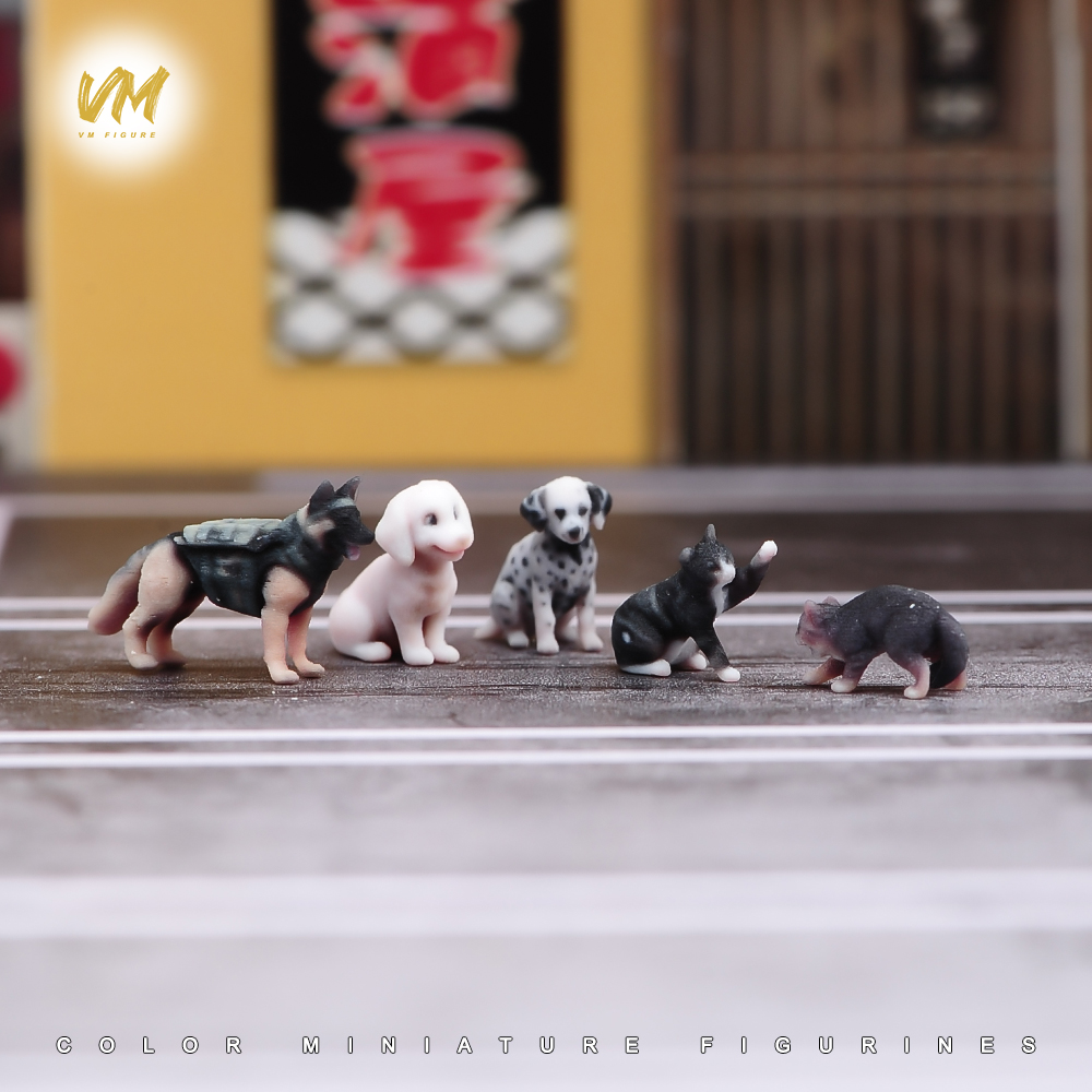 现货1/64小猫 小狗 3D打印花盆摆件微缩场景模型搭配车模小人偶