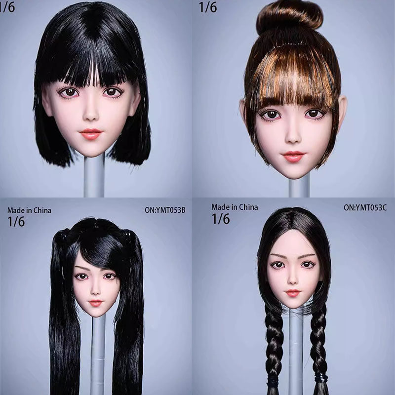 现货1/6女兵人头雕模型 YMTOYS YMT053植发小萝莉女头雕 芋儿