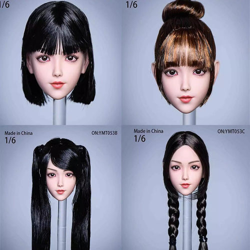 现货1/6女兵人头雕模型 YMTOYS YMT053植发小萝莉女头雕 芋儿