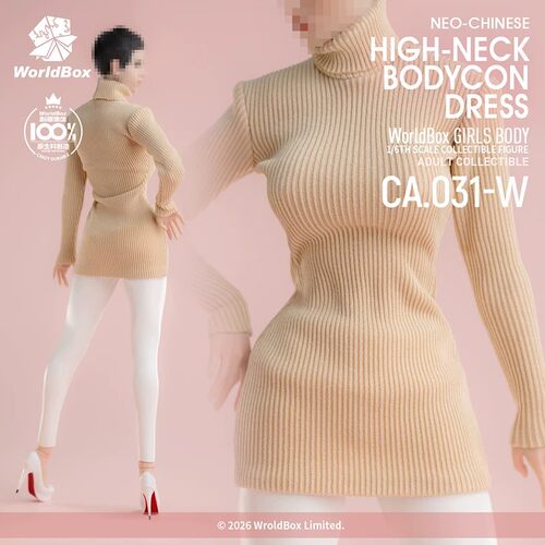 现货 Worldbox  CA031 1/6比例 高领修身针织裙 女兵人服饰不含鞋