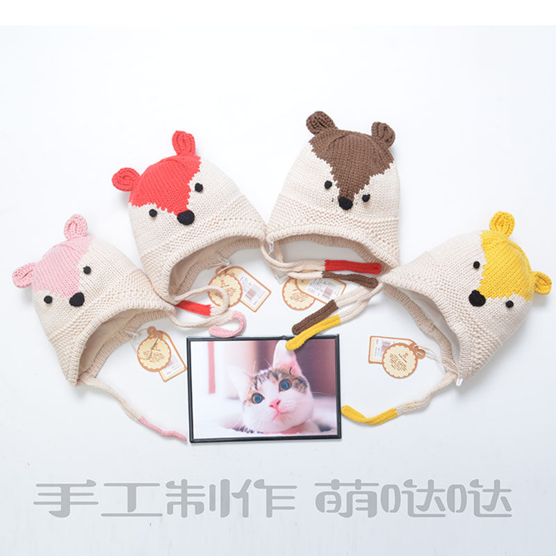 爱的热浪帽子宝宝冬季可爱超萌毛线帽婴冬天保暖新年套头帽