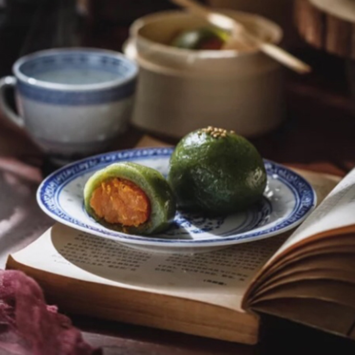 咸味舌尖美味农家新鲜现做艾草青团子清明果艾粿江南特色7个装