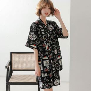 汗蒸服女款亚麻高档日式和服开衫儿童情侣亲子服男款桑拿浴服浴袍