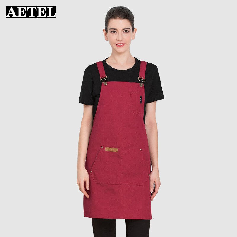 AETEL时尚帆布挂脖围裙奶茶店餐厅咖啡师烘焙工服务员工作服围裙