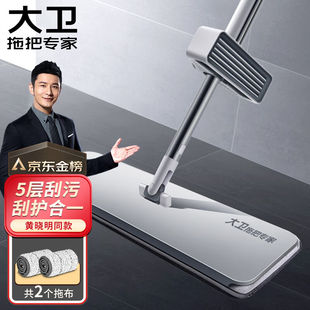 大卫【黄晓明同款】免手洗平板拖把加厚三层大拖布5层刮污P12