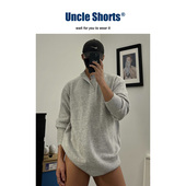 Uncle 立领上衣 复古高级感花灰色针织衫 Shorts慵懒风毛衣男士 美式