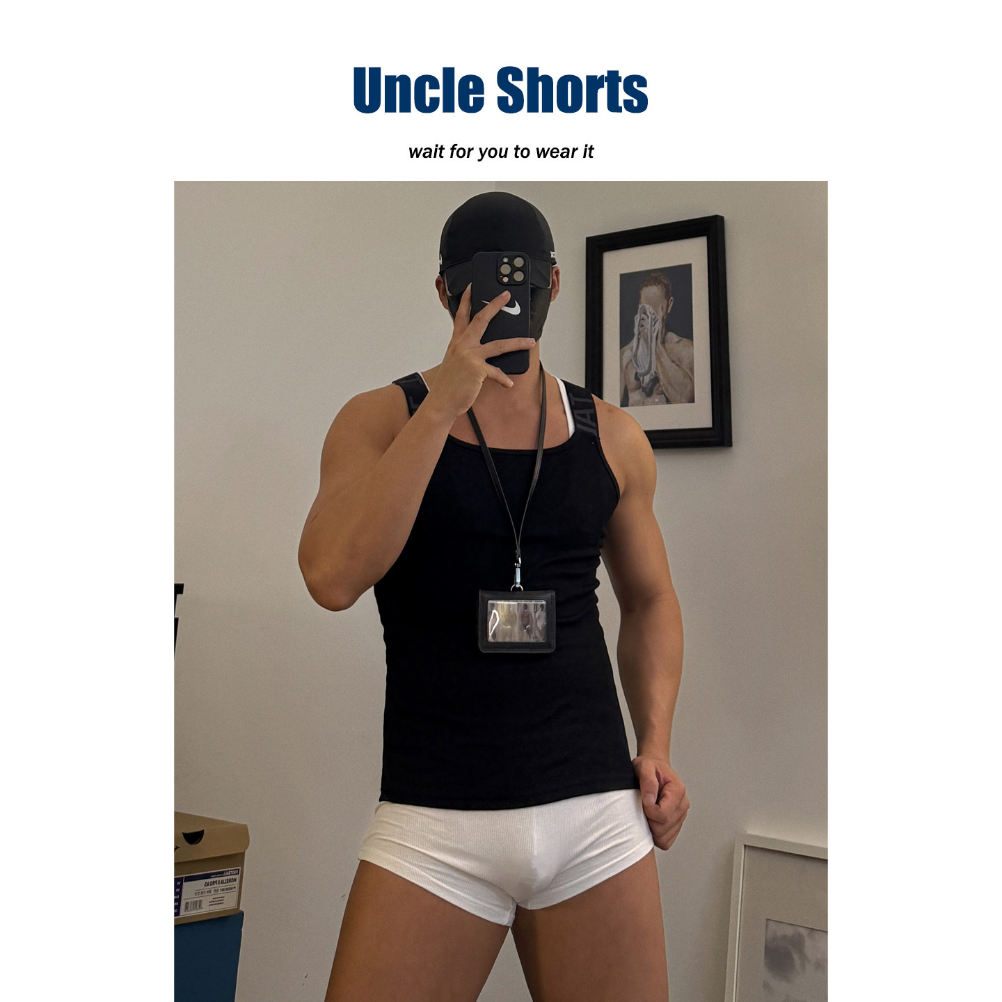 Uncle Shorts【欲望office】性感字母吊带背心男士健身U领打底衫