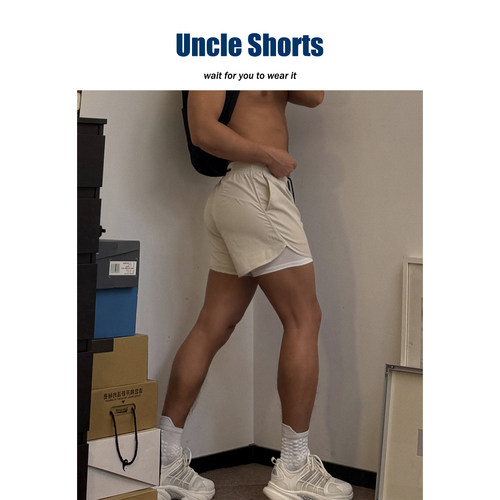 体育生假两件高弹速干运动短裤男