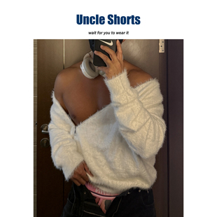 Uncle Shorts【疗愈毛感】纯欲风斜拉链针织衫男士小众设计感毛衣